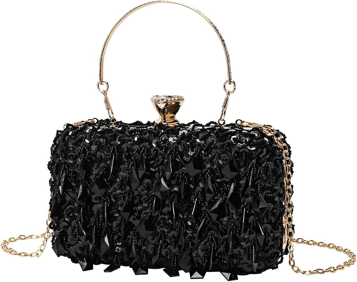 Rhinestone Football Clutch Purse for Women, Sparkly Crystal Evening Bag with Chain | Amazon (US)