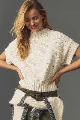 Maeve Mock-Neck Extended Shoulder Sweater Vest | Anthropologie (US)