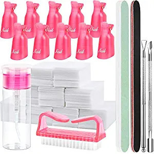 FANDAMEI Nail Polish Gel Remover Tools Kit with Nail Clips, 100ml Nail Polish Remover Bottle, 500... | Amazon (US)