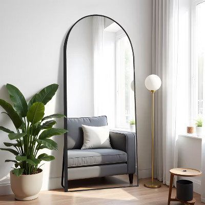 PexFix 71"x31" Arch Metal Full Length Mirror Floor Mirror in Black | Target