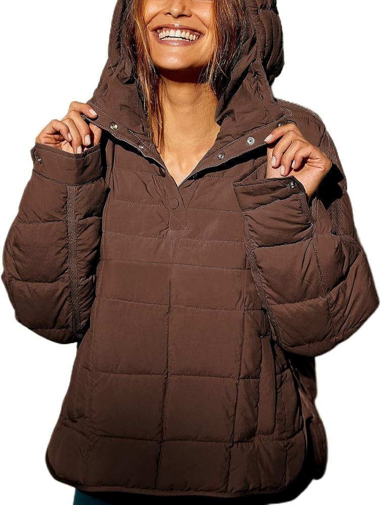 Yidarer Women's Oversized Pullover Puffer Jacket Long Sleeve Hooded Lightweight Warm Quilted Hood... | Amazon (US)