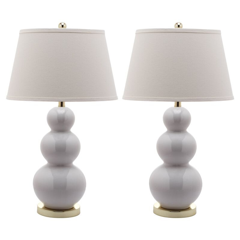 S/2 Paula Gourd Lamp Set, White | One Kings Lane