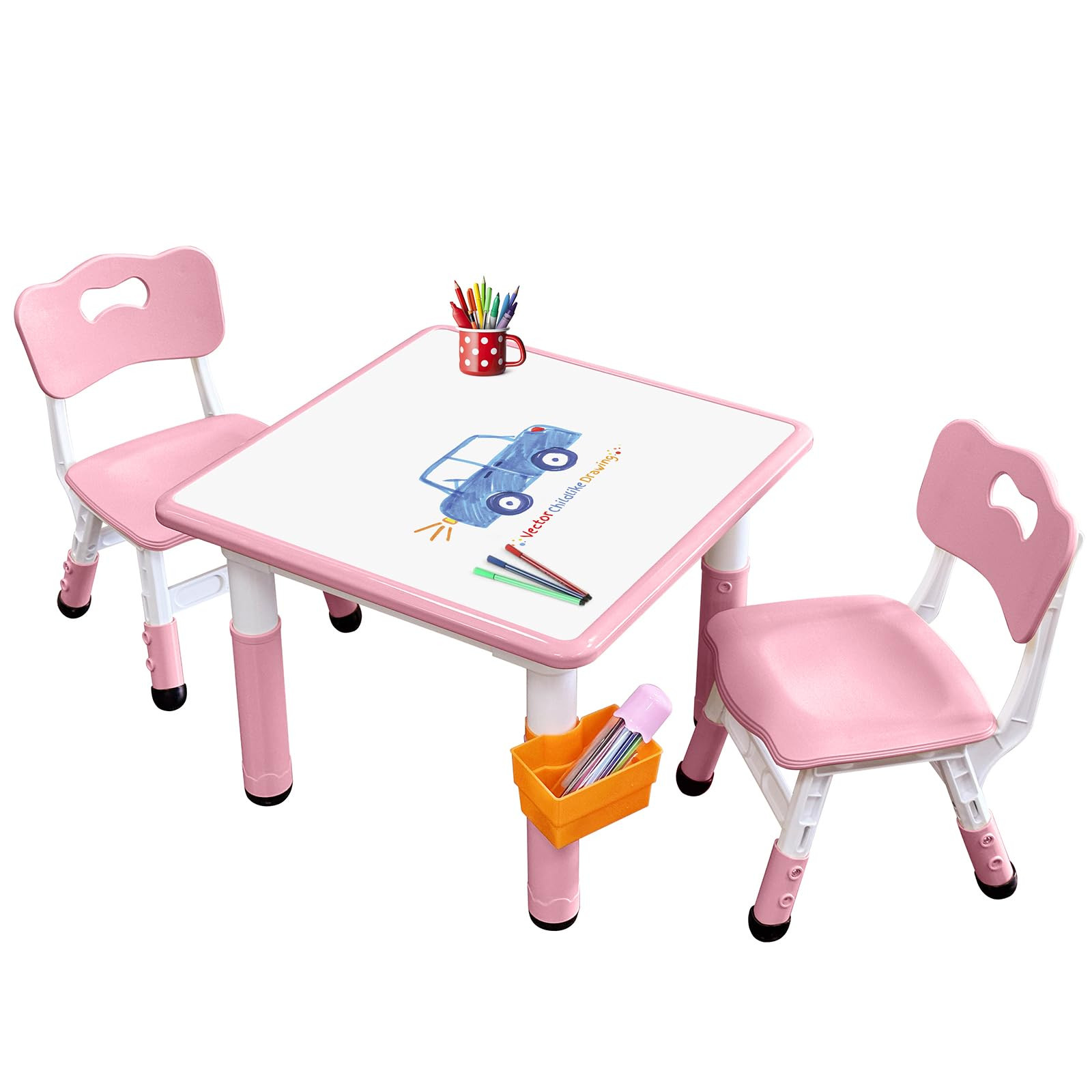 Kids Table & Chair Set with Adjustable Toddler-Safe Non-Slip Legs, Activity & Graffiti-Proof Desk... | Amazon (US)