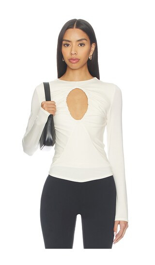 The Line by K Demi Keyhole Top in Ivory. - size S | Revolve Clothing (Global)