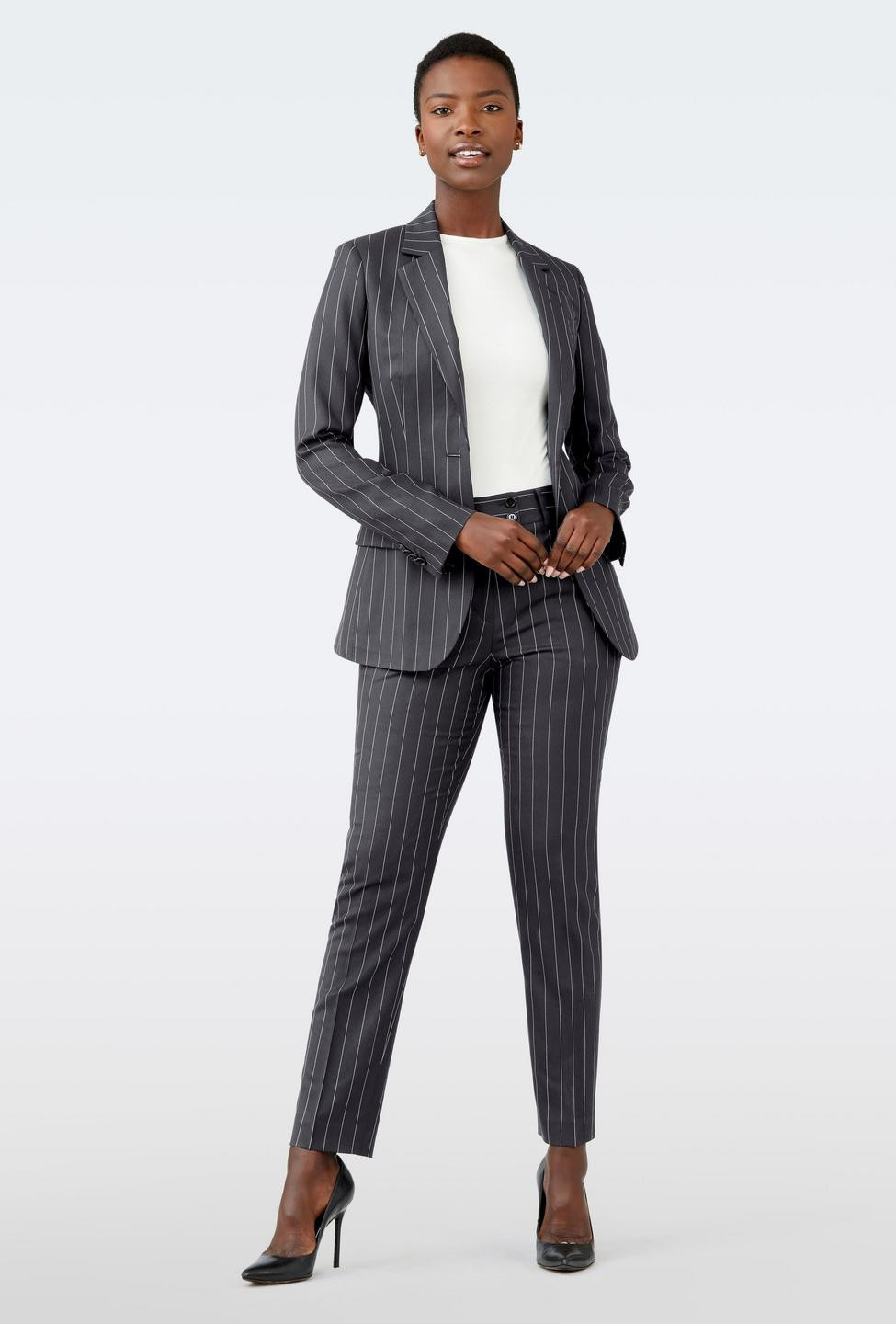 Harrogate Chalk Stripe Charcoal Suit | Indochino