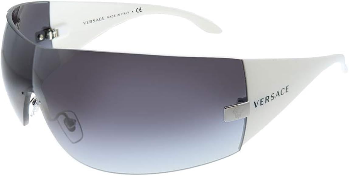 Versace VE 2054 10008G Silver Plastic Shield Sunglasses Grey Gradient Lens | Amazon (US)