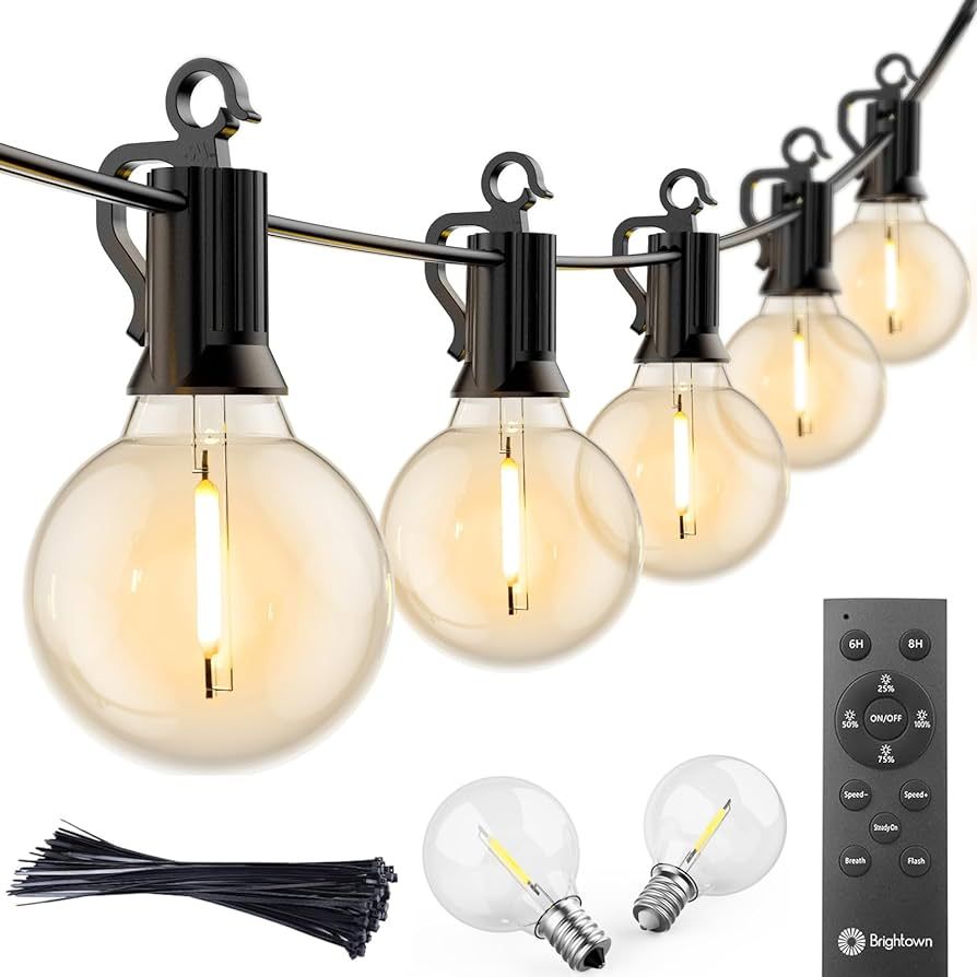 Brightown Outdoor String Lights with Remote, 58 Ft Globe Patio Lights with 25 LED G40 Shatterproo... | Amazon (US)