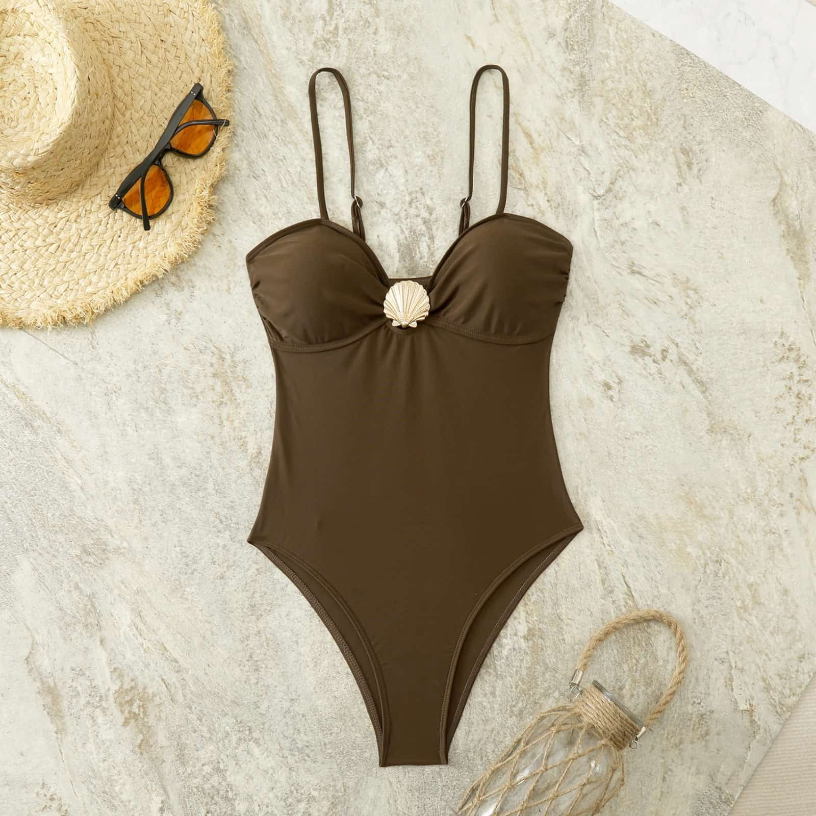 Womens One Piece Swimsuits Cut Out Halter Metal Bathing Suit | Walmart (US)