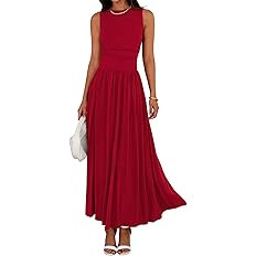 BTFBM Summer Maxi Dresses for Women 2026 Spring Sleeveless Casual Ruched High Waisted Long Sundre... | Amazon (US)
