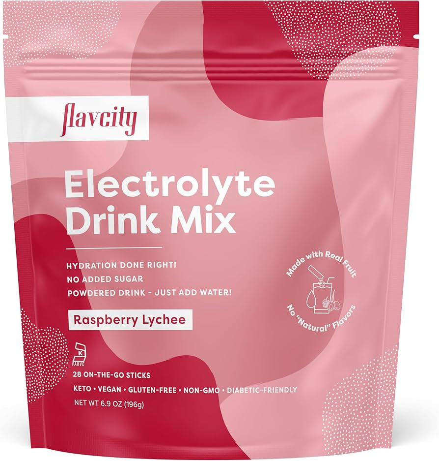 FlavCity Raspberry Lychee Electrolytes Drink Mix, 28 On-The-Go Stick Packs - Healthy Electrolytes... | Amazon (US)