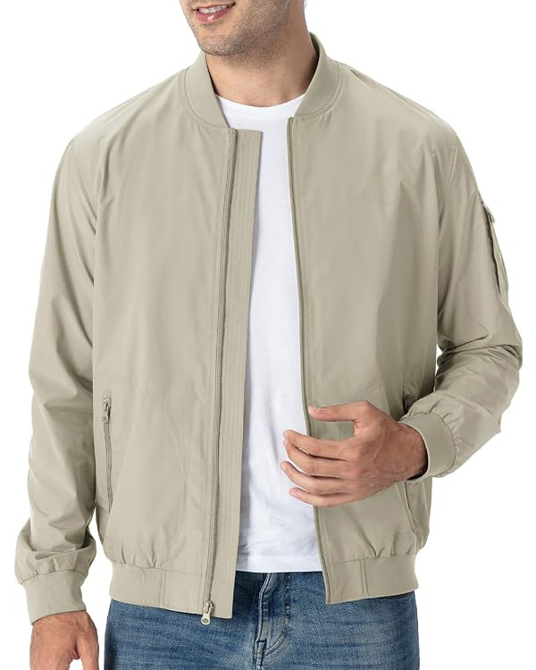 TBMPOY Men's Lightweight Bomber Jackets Light Windbreaker Casual Stylish Fall Golf Zip Up Dress B... | Amazon (US)