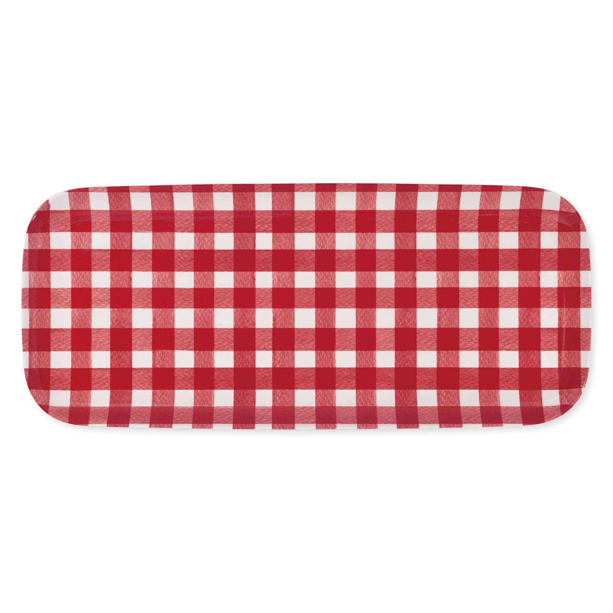 UPware Gingham Red Melamine Serving Tray, 15 x 6.5 Inch Rectangular Serving Platter, BPA Free Foo... | Amazon (US)