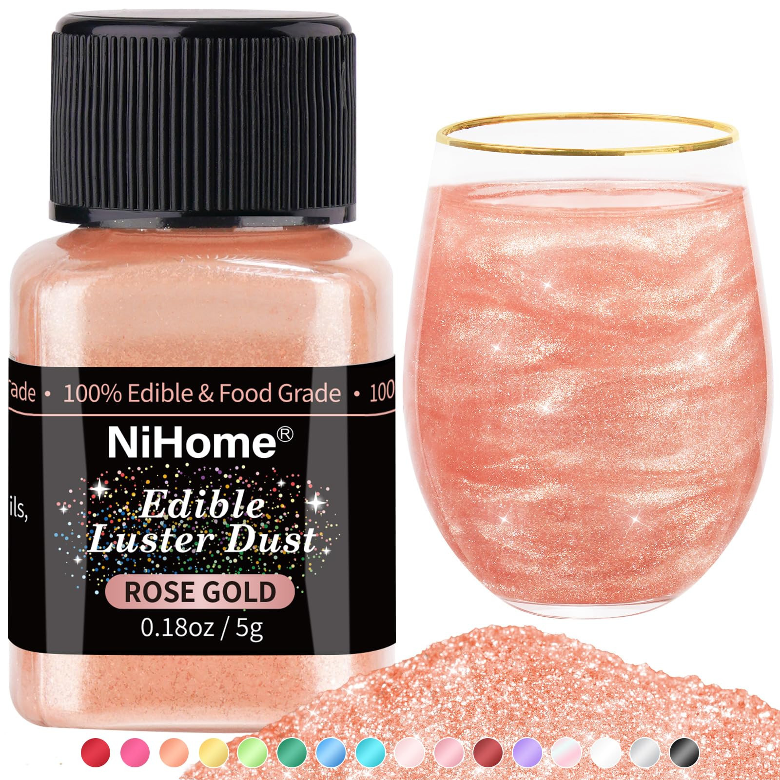 NiHome Edible Food-Grade Glimmer Powder Glitter Luster Dust Metallic Food Decorating Sprinkle Gli... | Amazon (US)