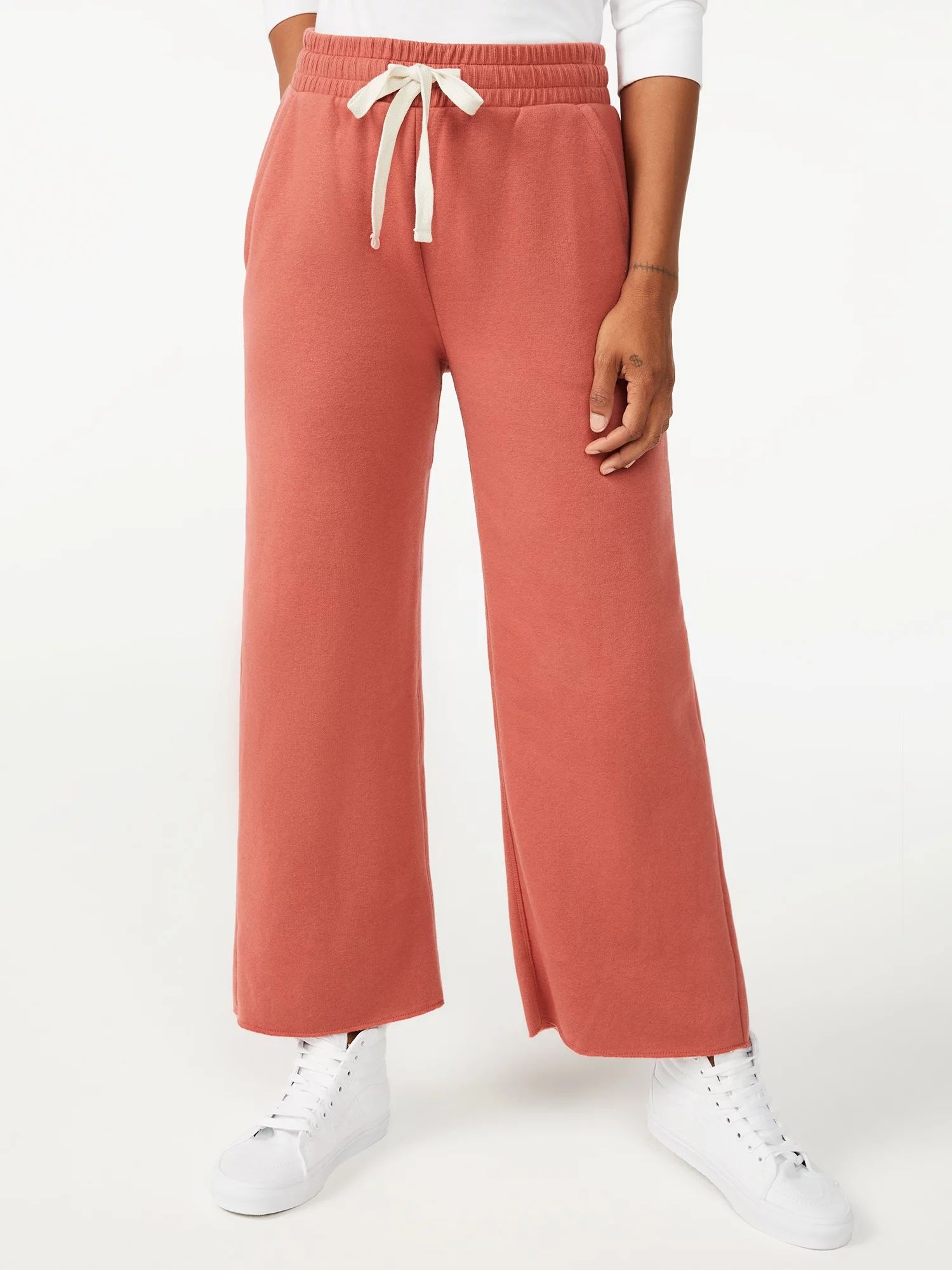 Free Assembly Women's Wide Leg Fleece Sweatpants - Walmart.com | Walmart (US)