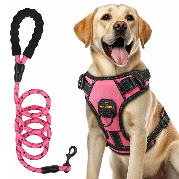 MASBRILL Dog Harness and Leash Set, No Pull Vest Harness, Reflective Adjustable Soft Padded Pet H... | Walmart (US)