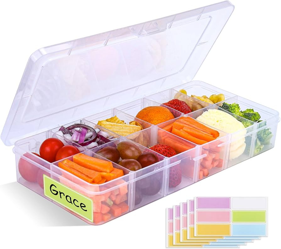 Snack Box Container for Kids Lunch Accessories,Divided Snackle Box Charcuterie Container,12 Compa... | Amazon (US)