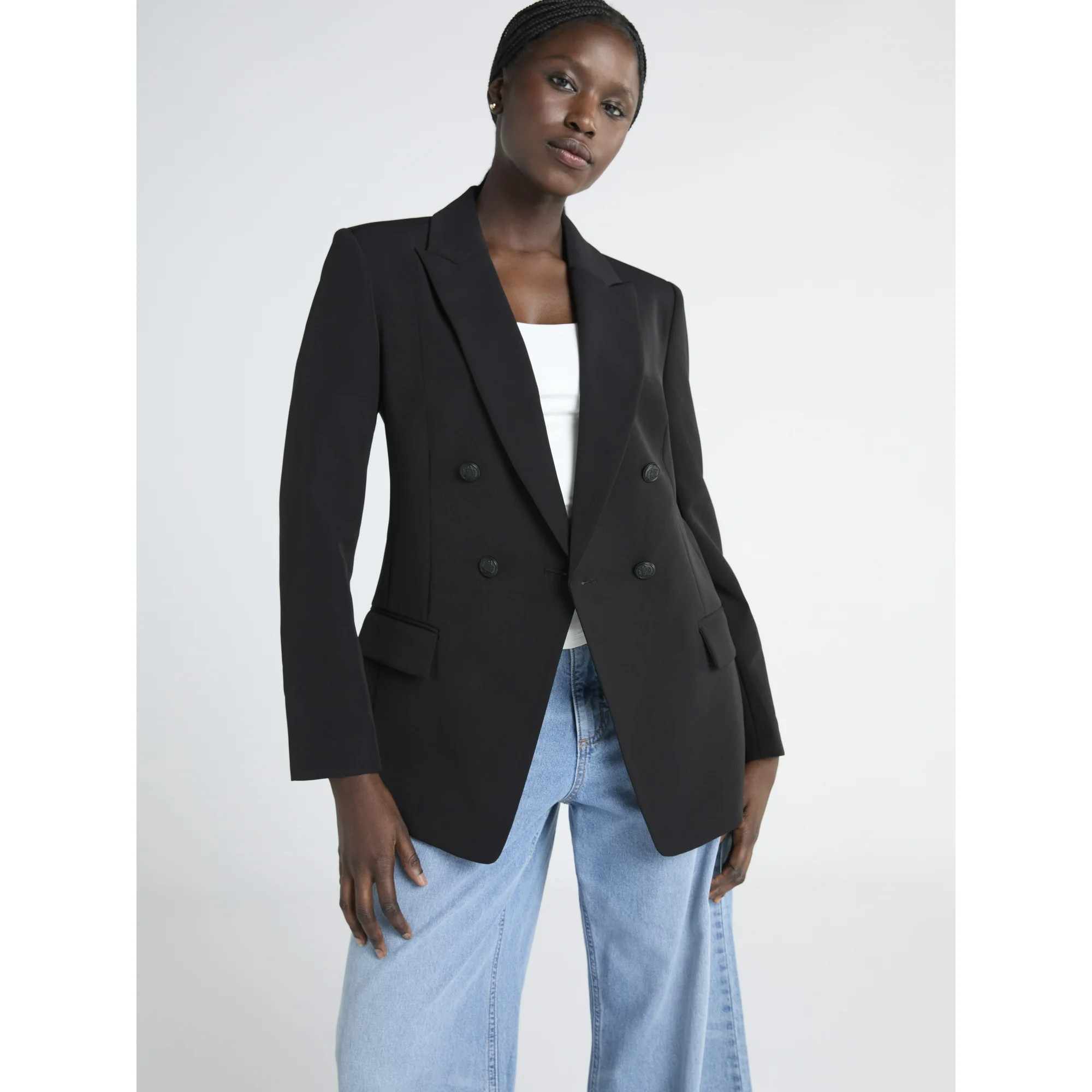 Scoop Women's Slim Fit Double Breasted Blazer, Sizes XS-XXL | Walmart (US)