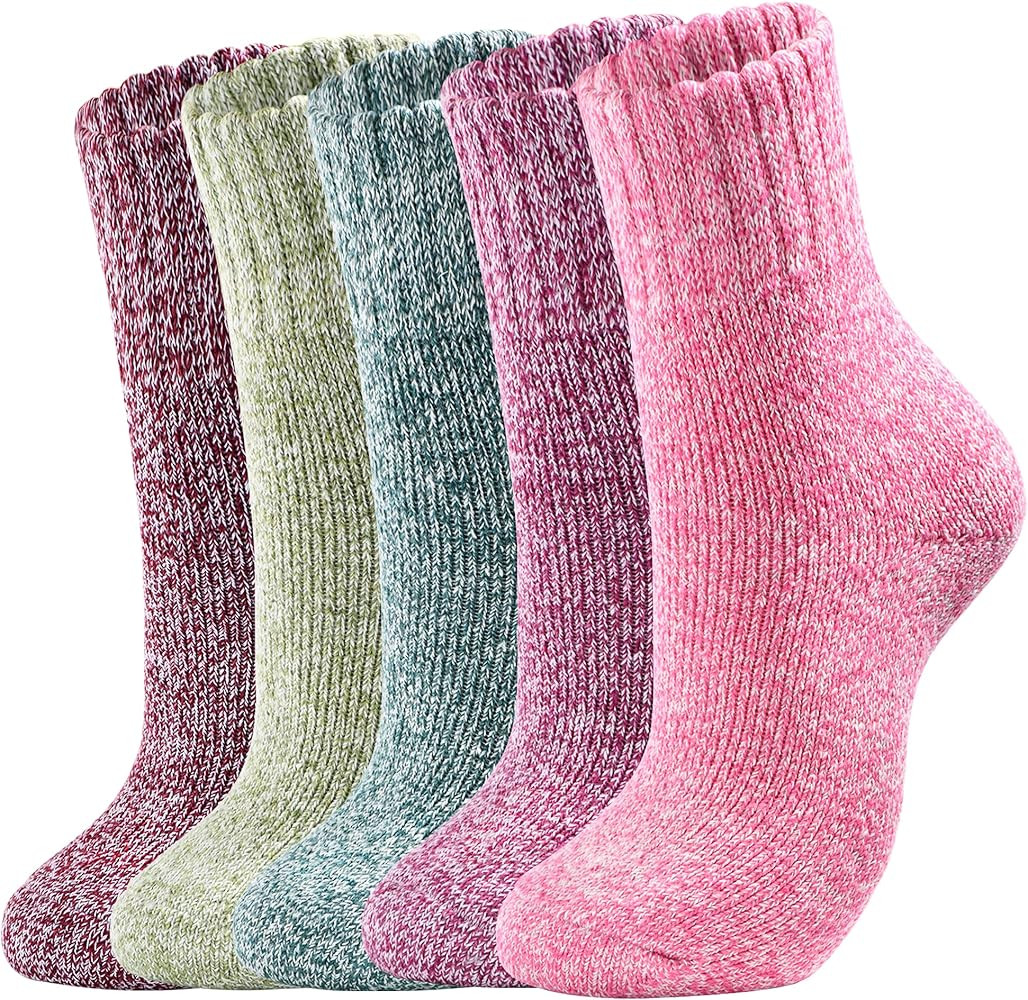 Wool Socks for Women - Womens Winter Sock for Womens Warm Thick Knit Wool Soft Vintage Casual Crew Socks | Amazon (US)