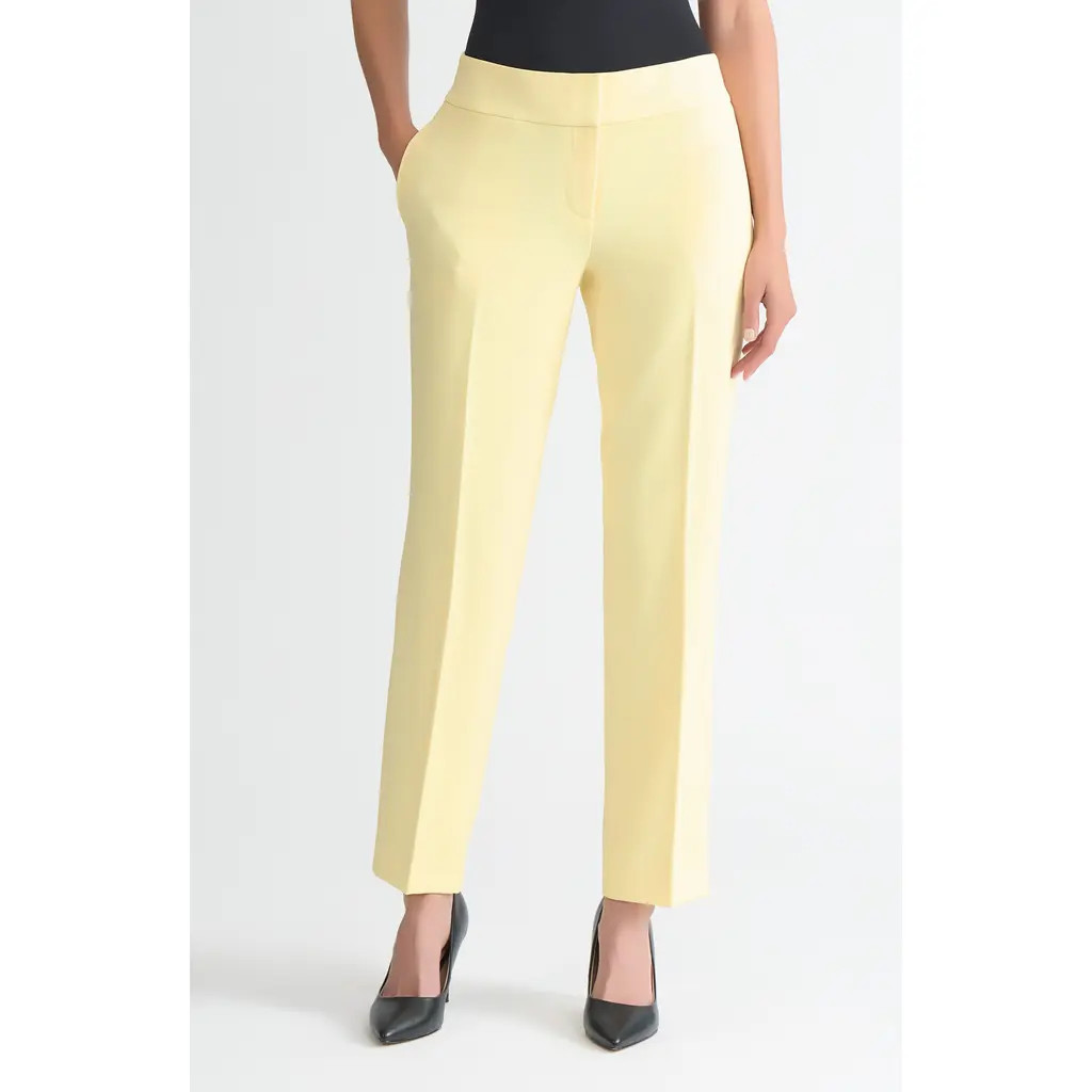 KASPER Flat Front Slim Pants in Pale Yellow at Nordstrom Rack, Size 4 | Nordstrom Rack