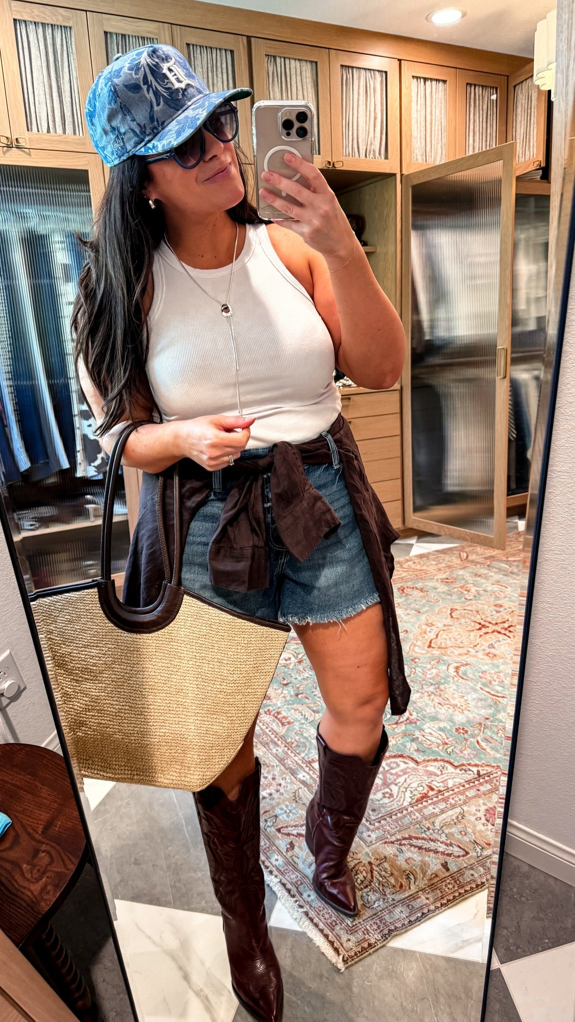 Casual summer outfit for blueberry picking. 
Wearing a size 33 in the Jean shorts I sized up one for a loose fit 
Tank large 
Brown Linen button down size large
Wide calf western boots  

#LTKOver40 #LTKMidsize #LTKSummerEdit