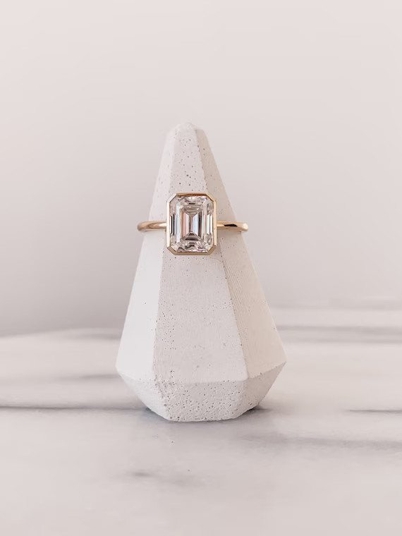 The Beth - Emerald Bezel Ring | Zen Moissanite | Etsy (US)