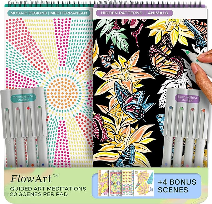 Lifelines FlowArt Activity Pad, 2-Pack - Guided Art Meditations with Markers - Mediterranean Mosa... | Amazon (US)