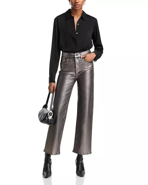 Sleek Straight Leg Jeans in Gunmetal Chrome | Bloomingdale's (US)
