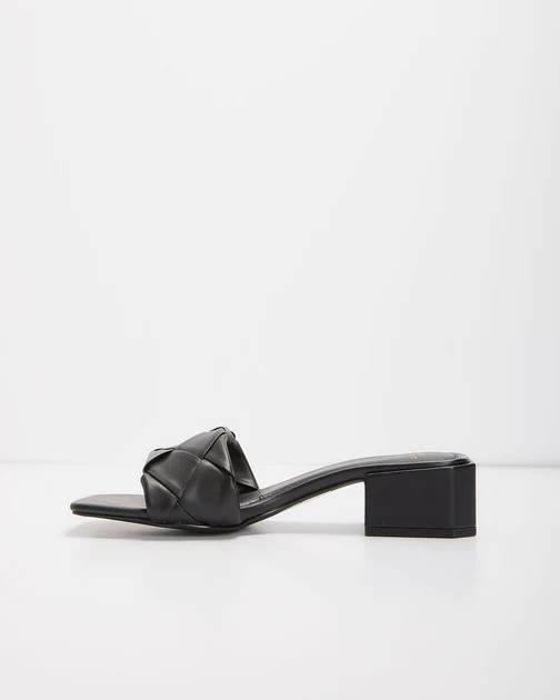 Rivette Heeled Faux Leather Sandal - Black | VICI