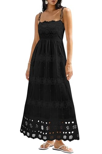 dowerme Womens Summer Maxi Dresses 2026 Casual Spaghetti Strap Smocked Eyelet Cotton Dress Long B... | Amazon (US)