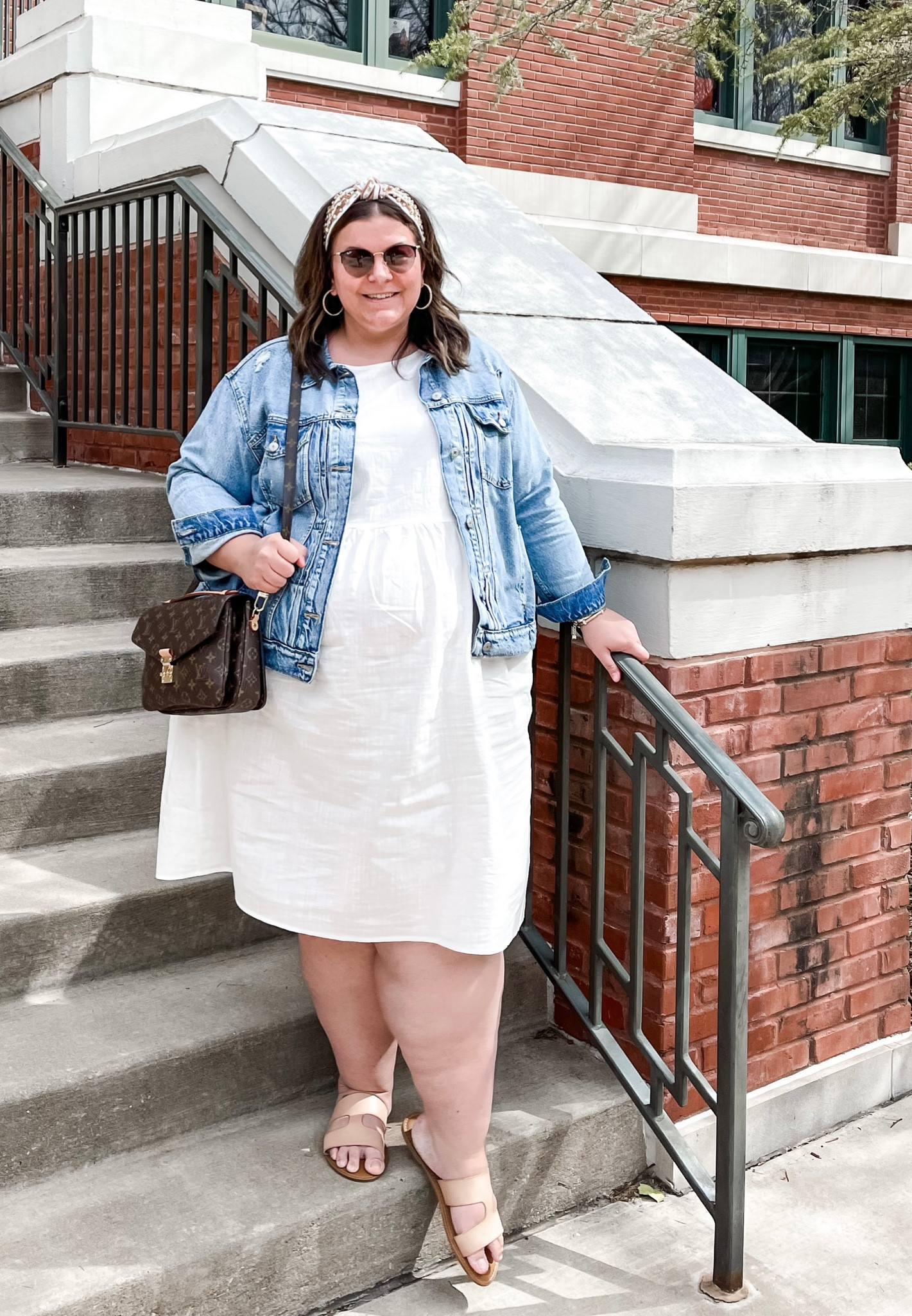 This plus size Amazon spring dress is perfect with a plus size denim jacket! It comes in six colors and I find it to be true to size - wearing a size 24 here. It would be a perfect plus size vacation dress, but is also great as plus size workwear. The wide width sandals are also Amazon! 

#LTKFind #LTKcurves #LTKunder50