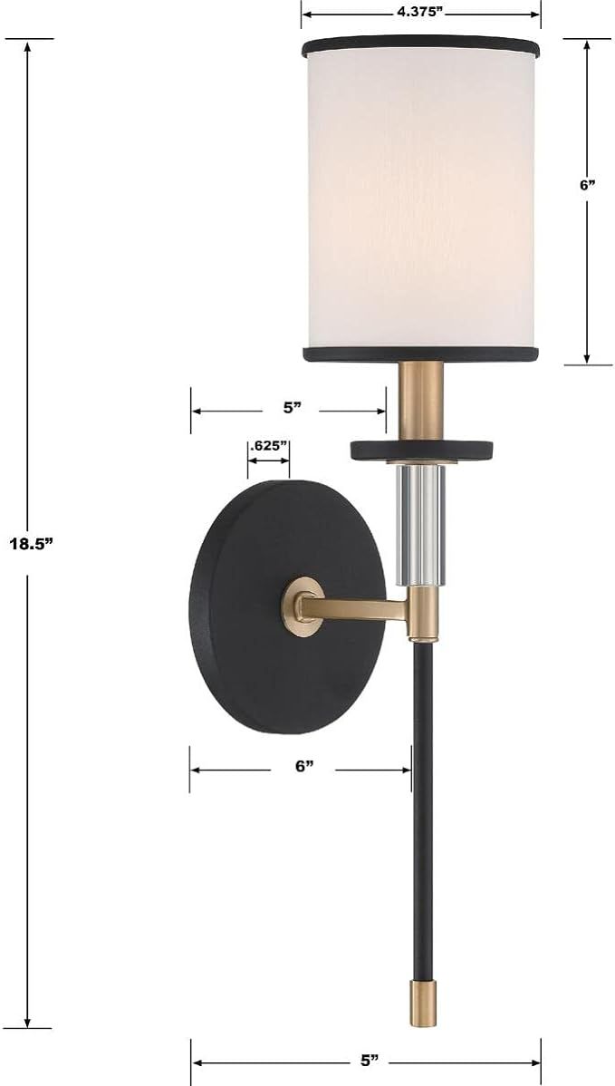 Crystorama HAT-471-BF-VG Hatfield - 1 Light Wall Mount-18.5 Inches Tall and 5 Inches Wide, | Amazon (US)