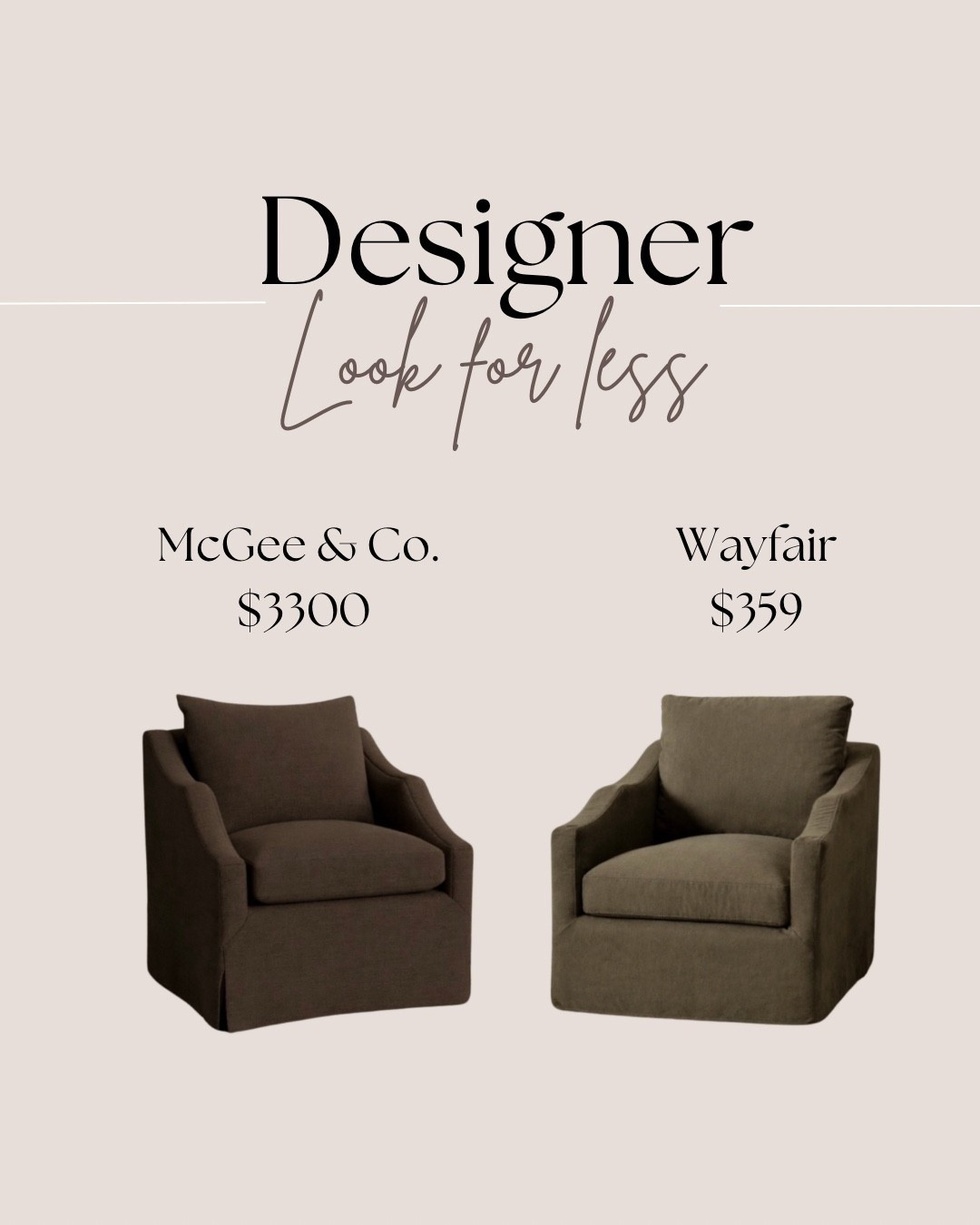 McGee & co dupe! Love the arms on the swivel chair and it comes in white too!
Brown accent chair, McGee look for less, designer inspired furnituree

#LTKSaleAlert #LTKHome