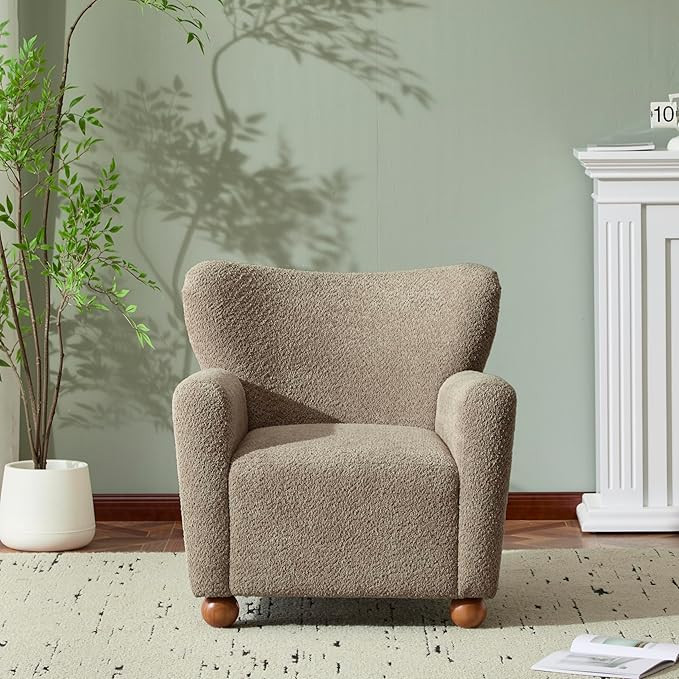 Christopher Knight Home Lindy Wingback Accent Chair, Upholstered Armchair with Rounded Wooden Leg... | Amazon (US)