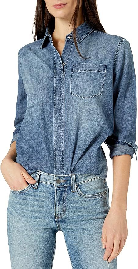 Amazon Brand - Goodthreads Women's Denim Long-Sleeve Boyfriend Shirt | Amazon (US)