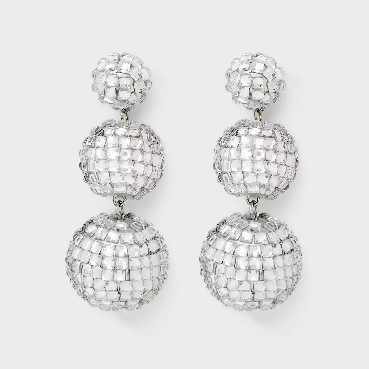 New Years Disco Ball Drop Earrings - Silver | Target