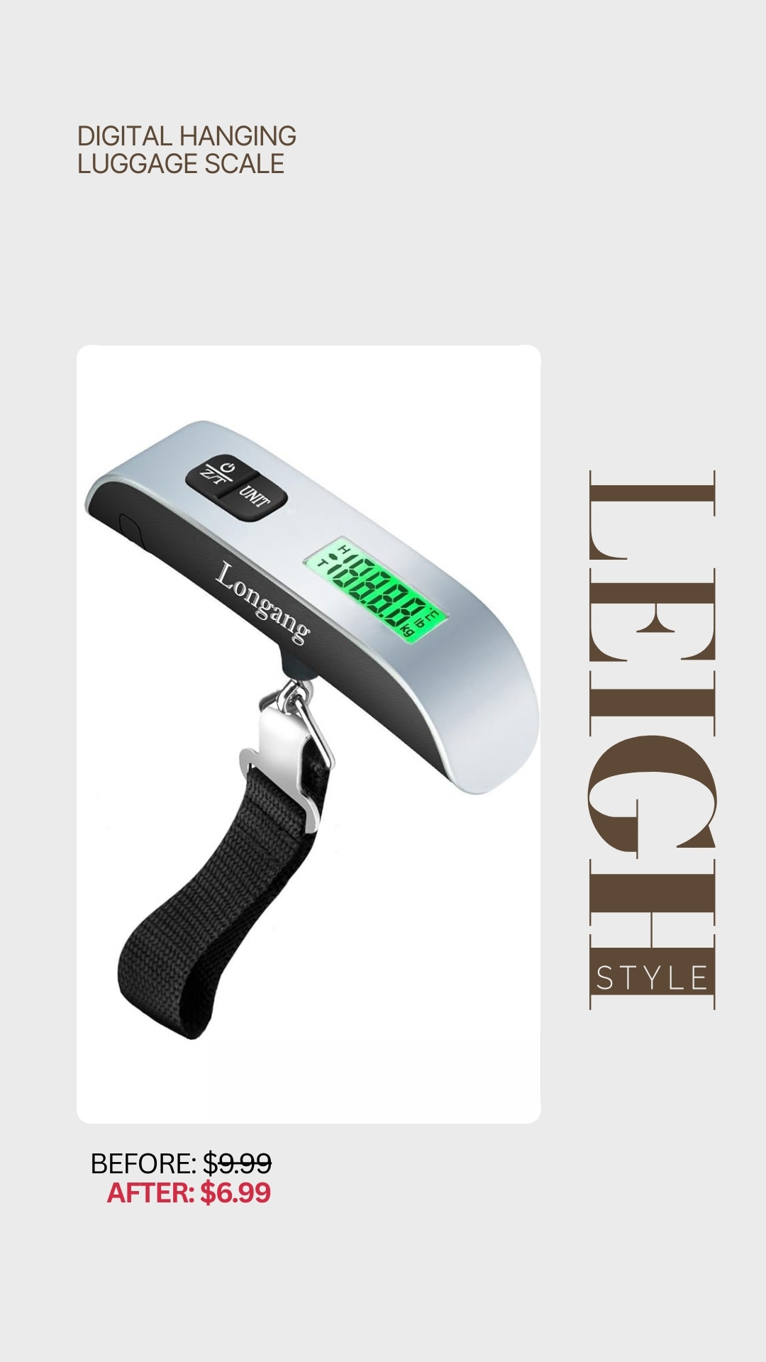 Avoid excess baggage fees and travel stress with this Digital Hanging Luggage Scale. Featuring a clear LCD display and lightweight, portable design, it lets you check your bag’s weight anytime, anywhere. 

 #LTKSeasonal #LTKSaleAlert #LTKTravel