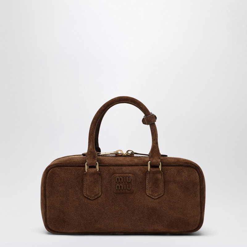 Arcadie Large bag in Cocoa suede leather | The Double F