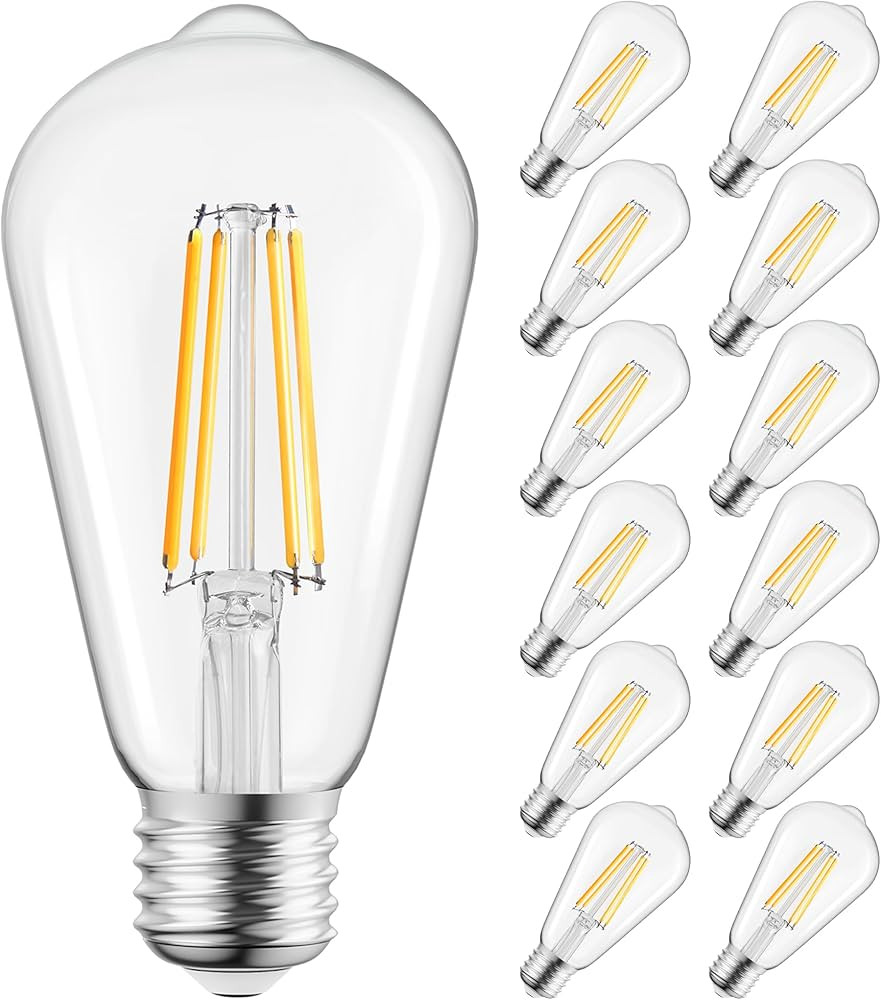 Brightown Edison Light Bulbs 6 Watt, 12 Packs Clear Bulbs Warm Yellowish Light E26 Base Non-Dimma... | Amazon (US)