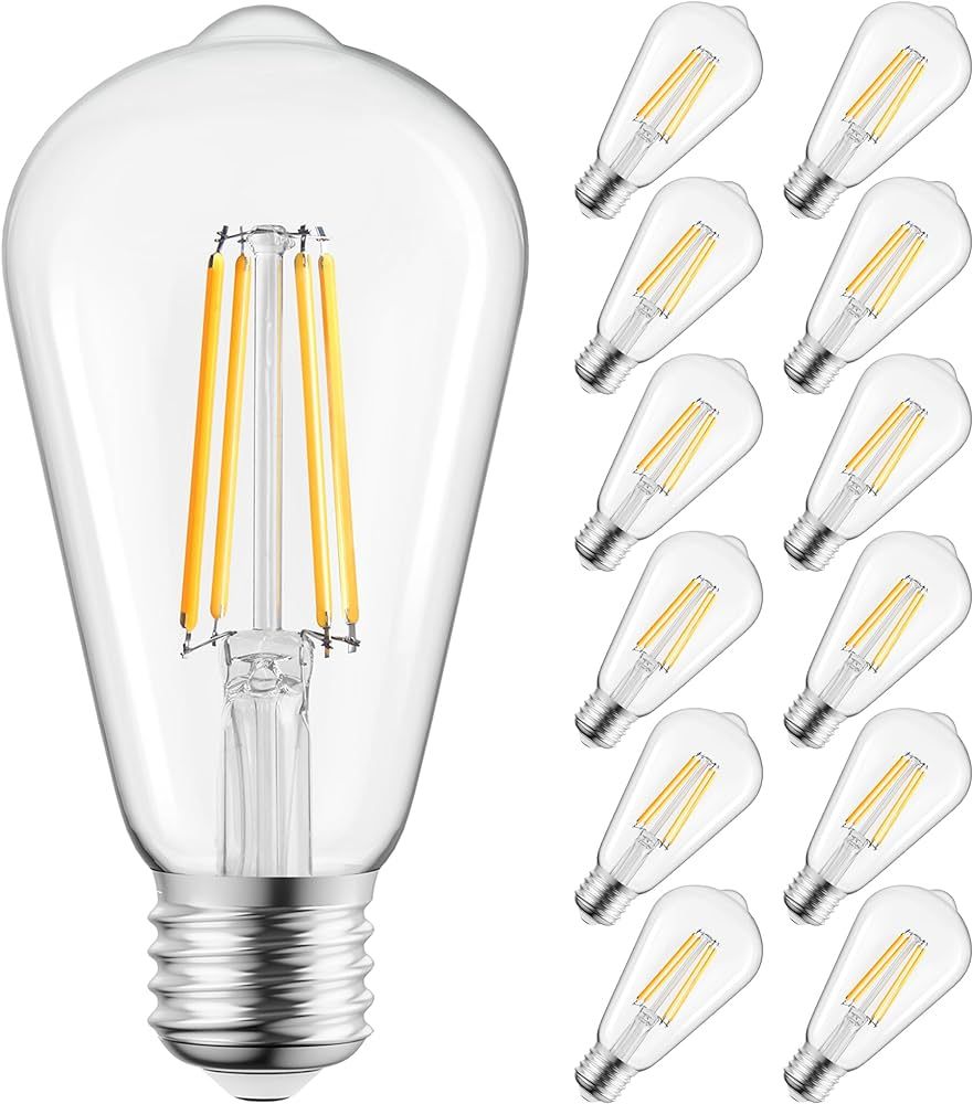 Brightown Edison Light Bulbs 6 Watt, 12 Packs Clear Bulbs Warm Yellowish Light E26 Base Non-Dimma... | Amazon (US)