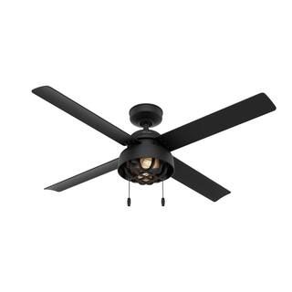 Hunter Spring Mill 52 in. LED Indoor/Outdoor Matte Black Ceiling Fan with Light Kit-50336 - The H... | The Home Depot