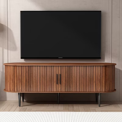 LOVSON 55" Modern TV Console Table with Storage Compartment and Sliding Door - Walnut Gaming Entertainment Center for Living Room, Bedroom, Office | Target