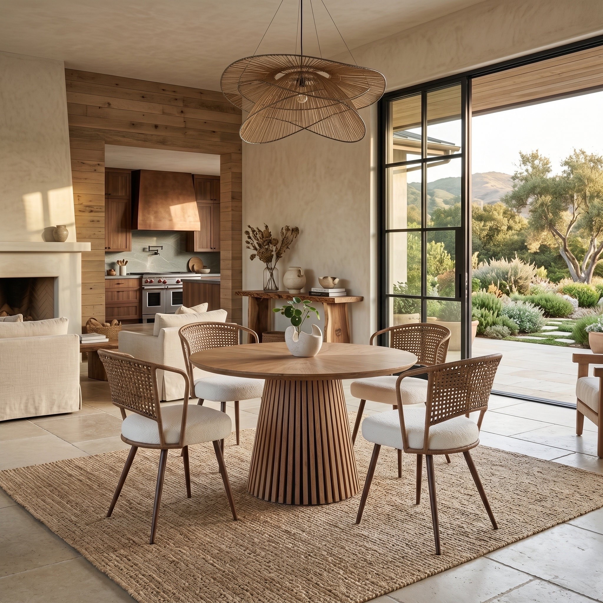 Inspired by modern organic interiors, the 5-Piece Round Dining Table Set for 4 pairs a warm wood-look table with beautifully crafted rattan-back upholstered dining chairs. Designed for everyday dining and effortless entertaining, it creates a welcoming space filled with natural texture and timeless style. ON SALE and under $1,000.

Ideas:

* modern dining room inspiration
* organic modern décor
* breakfast nook ideas
* natural home styling
* cozy dining space

Keywords:

* 5-piece dining set
* round dining table set for 4
* wood-look dining table
* rattan dining chairs
* upholstered dining chairs
* round kitchen table
* modern dining furniture
* organic modern furniture
* Scandinavian dining room
* Japandi dining set
* coastal dining furniture
* breakfast nook furniture
* dining table with chairs
* kitchen table set
* neutral home décor
* designer-inspired furniture
* family dining table
* contemporary dining room
* elegant dining set
* natural wood dining furniture

#LTKHome #LTKSeasonal #LTKSaleAlert