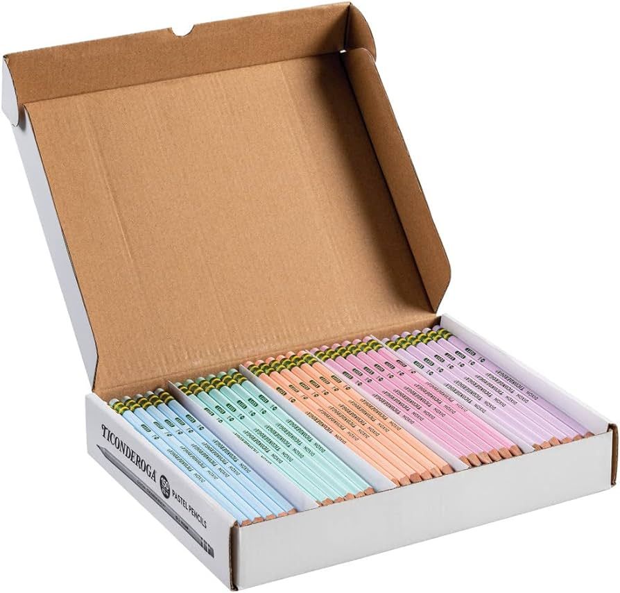 Ticonderoga Wood-Cased Pencils, Pre-Sharpened, 2 HB Soft, Pastel Colors, 150 Count | Amazon (US)