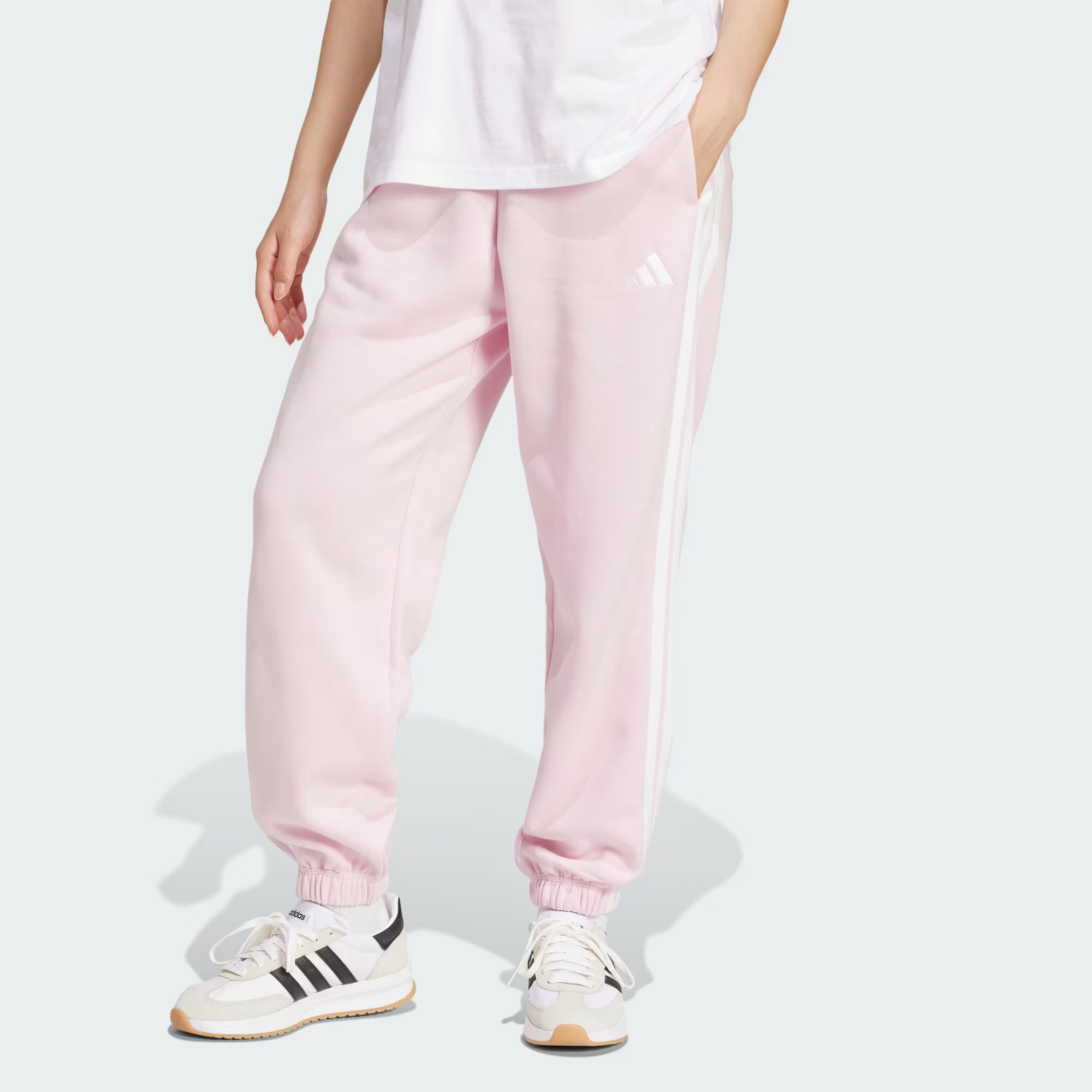 adidas Essentials 3-Stripes Fleece Loose-Fit Pants - Pink | Free Shipping with adiClub | adidas U... | adidas (US)