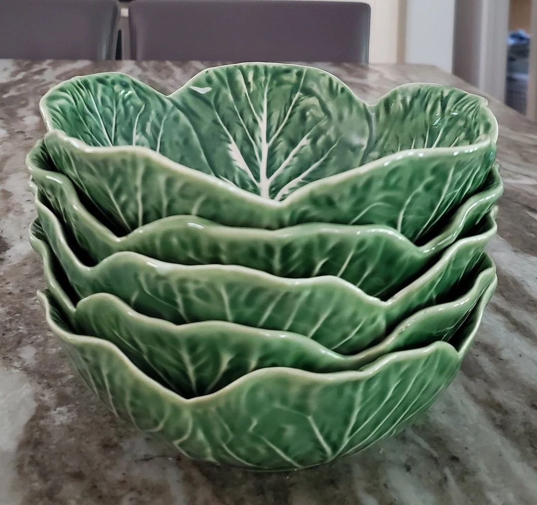 Vintage Bordallo Pinheiro Green Cabbage Coupe Soup Bowl - 6 3/4" | Etsy (US)