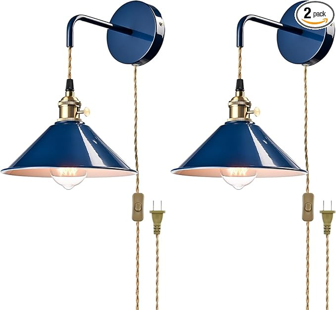 JEENKAE Plug-in Macaron Wall Sconce, Hanging Height-Adjustable Wall Lamp Set of Two, Hardwire Opt... | Amazon (US)