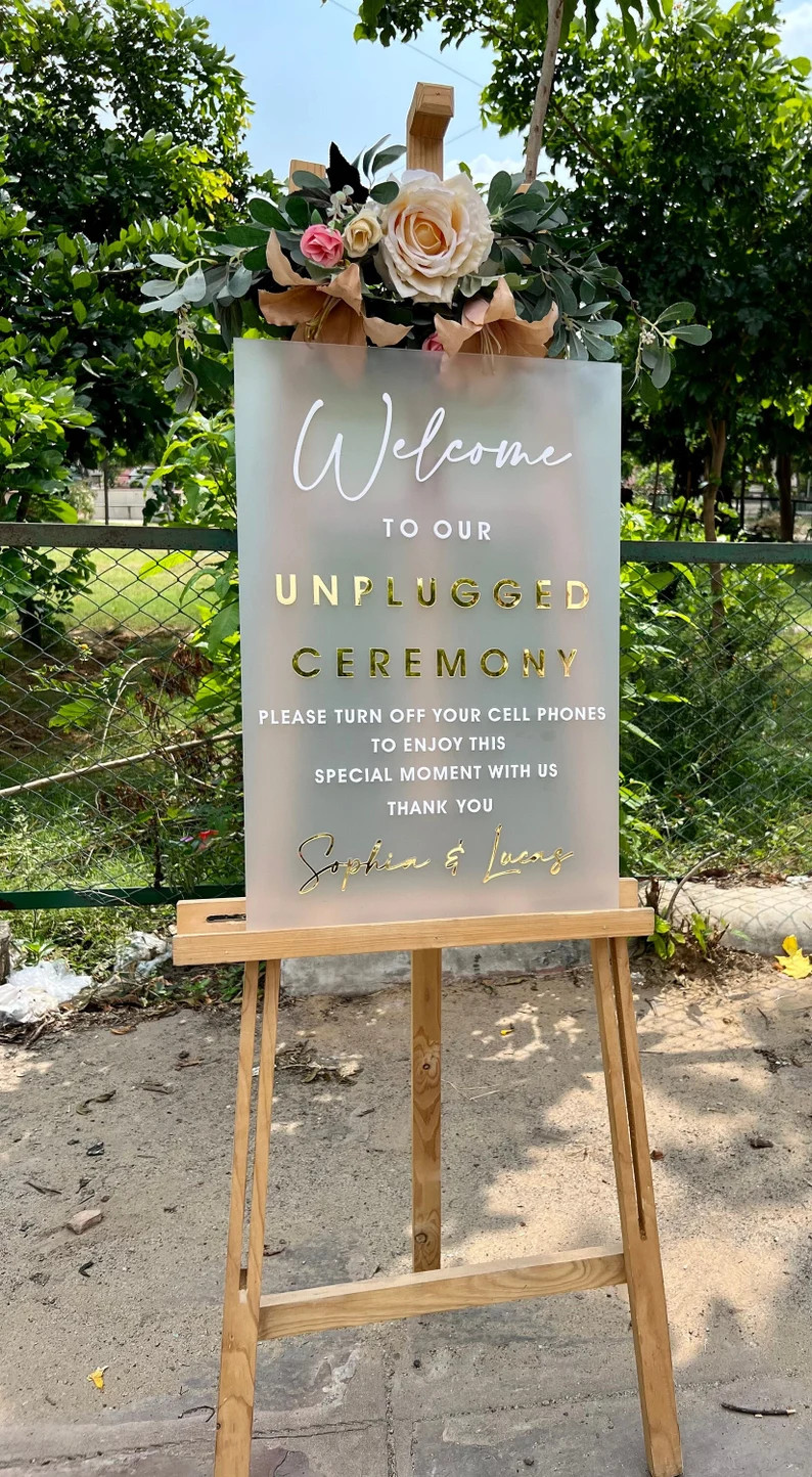 Unplugged Wedding Sign - Unplugged Ceremony Sign - Pick a Seat not a Side Wedding Sign - Wedding ... | Etsy (US)