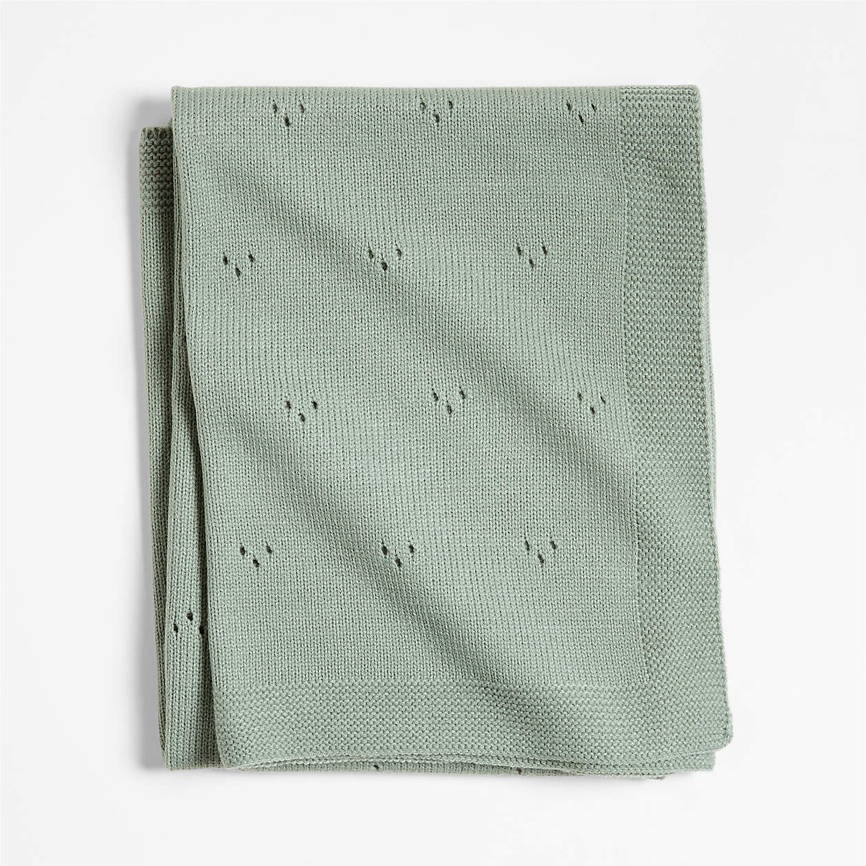 Pointelle Knit Verte Green Baby Stroller Blanket + Reviews | Crate & Kids | Crate & Barrel