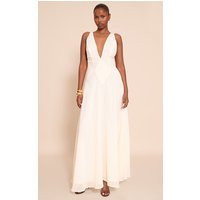 White Plunge Textured Detail Maxi Dress | PrettyLittleThing US