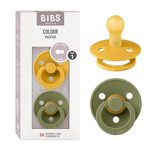 BIBS Colour Baby Pacifier 2-Pack | Made in Denmark | BPA Free Dummy Soother, Round Nipple. Natura... | Amazon (US)